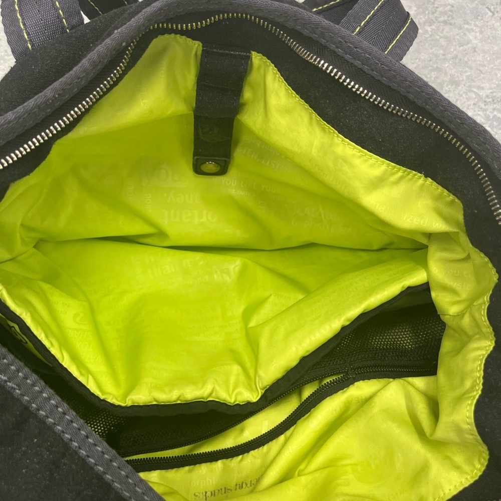 Lululemon Wool Tote Black Gray Green Big Gym Yoga Laptop Shoulder Bag. - Picture 11 of 13